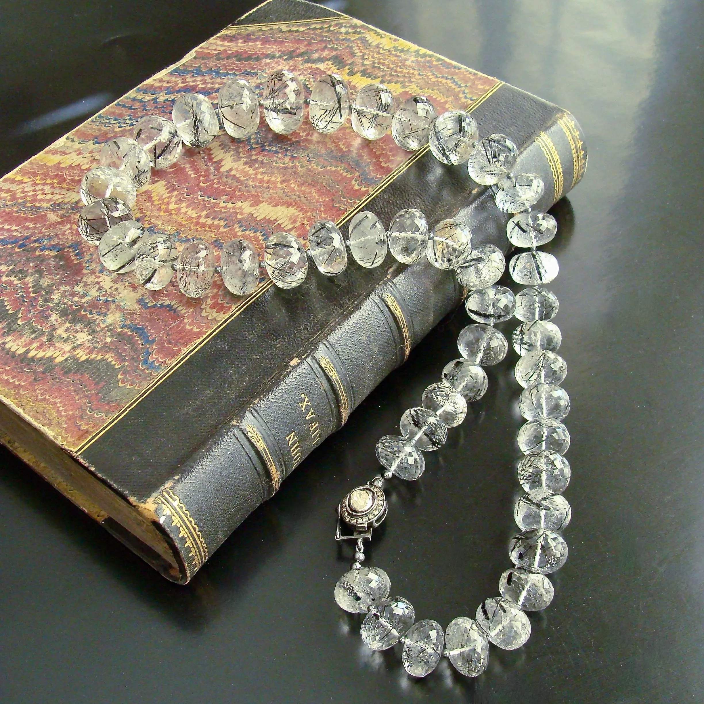 12 Days of Christmas - Tourmilated Quartz & Polki Diamond Matinee Necklace - Tessa II
