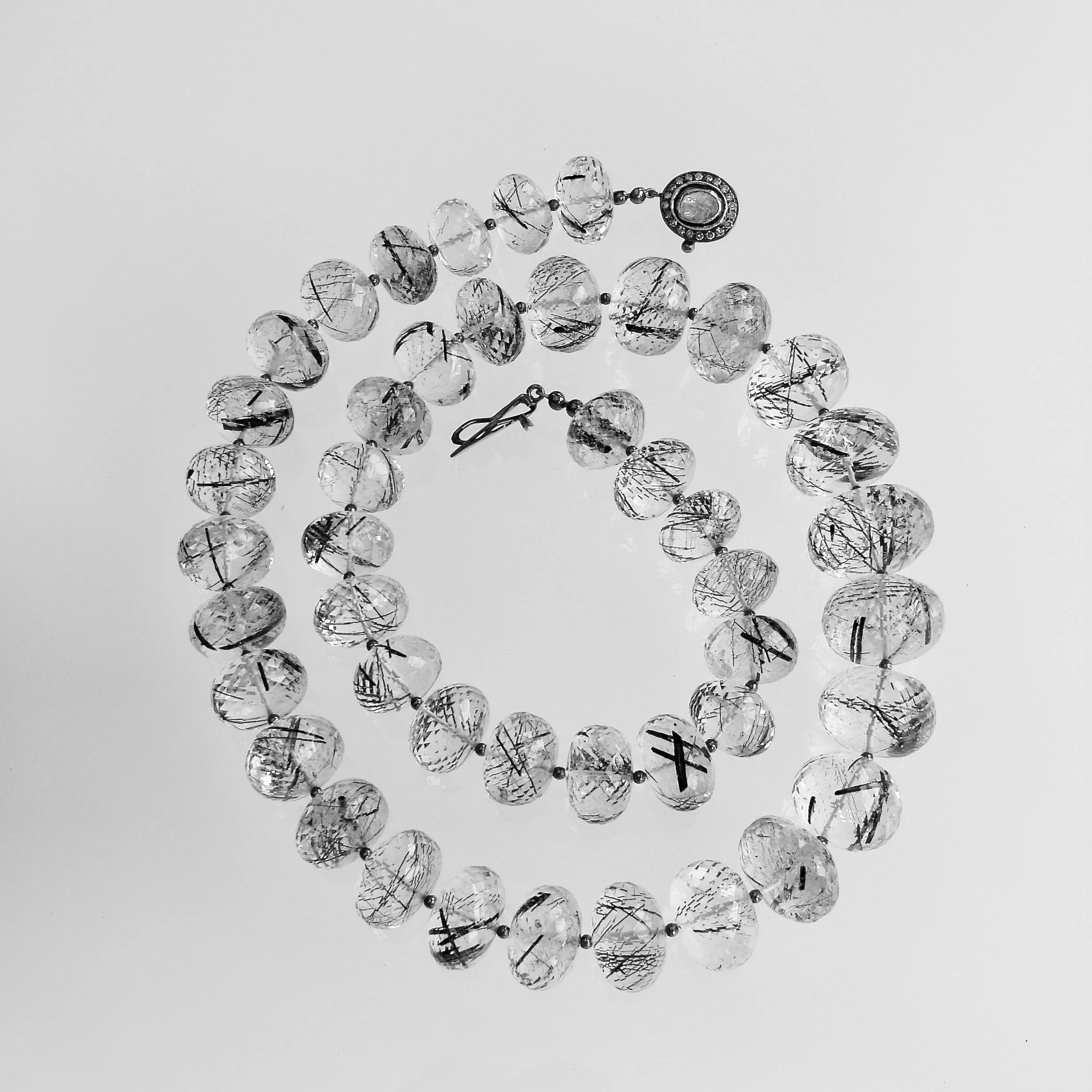12 Days of Christmas - Tourmilated Quartz & Polki Diamond Matinee Necklace - Tessa II