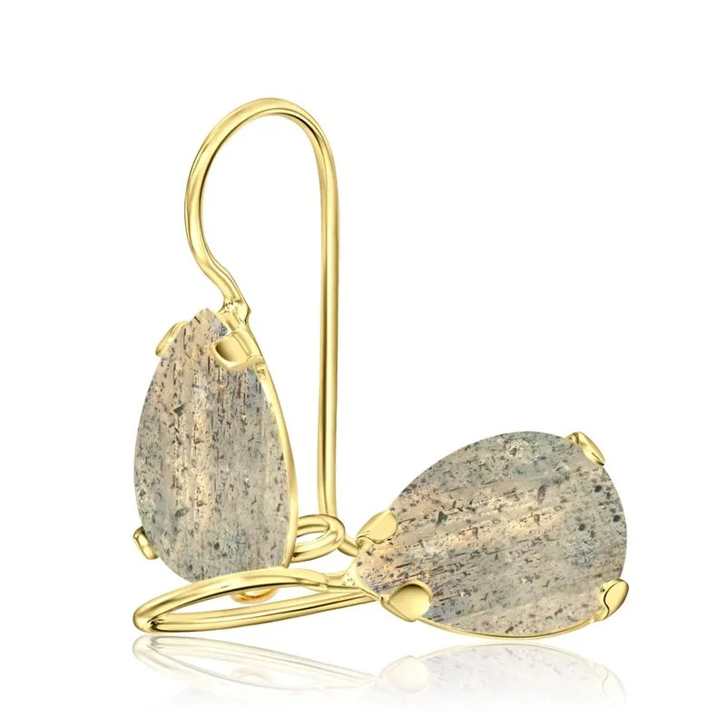 14K Gold Labradorite Teardrop Earrings, March Birthstone, Bridal Gift