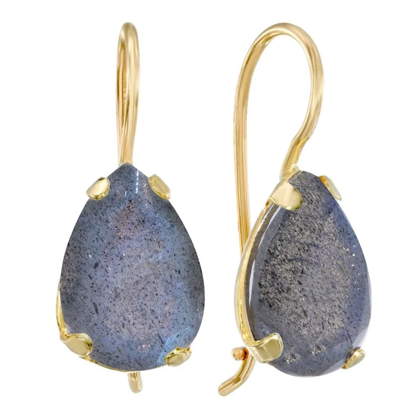 14K Gold Labradorite Teardrop Earrings, March Birthstone, Bridal Gift