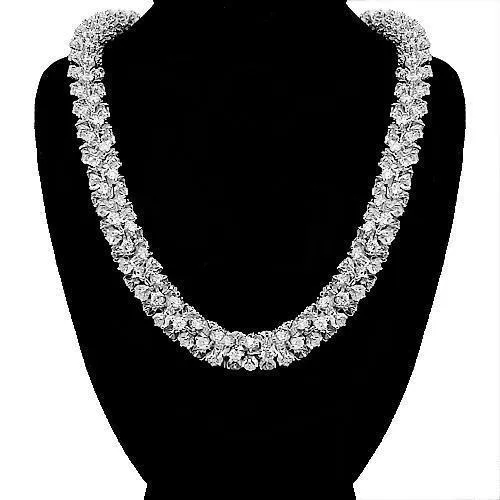 14k White Gold Mens Diamond Fancy Chain 65.55 Ctw
