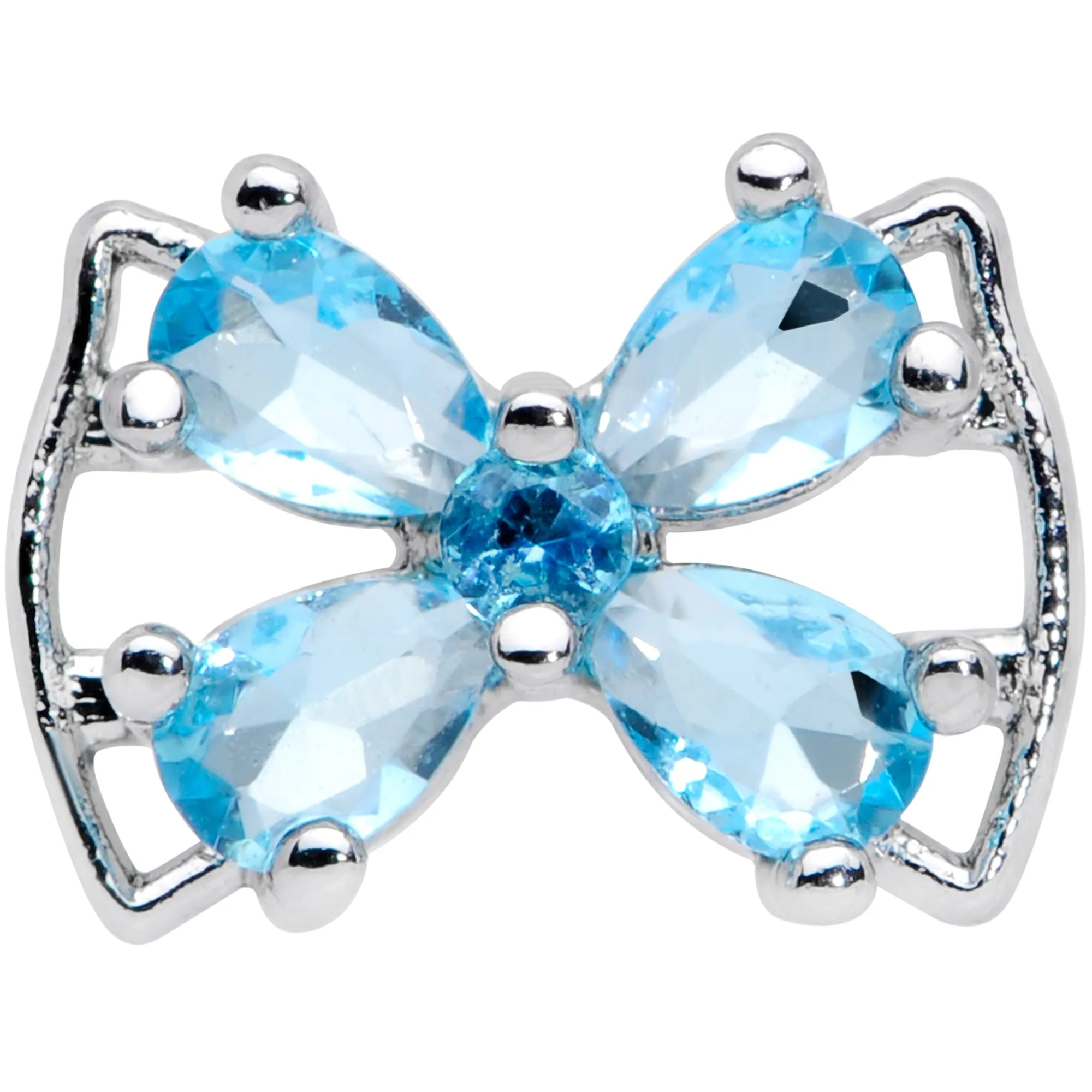 16 Gauge 1/4 Aqua CZ Gem Beauty Bow Cartilage Tragus Earring