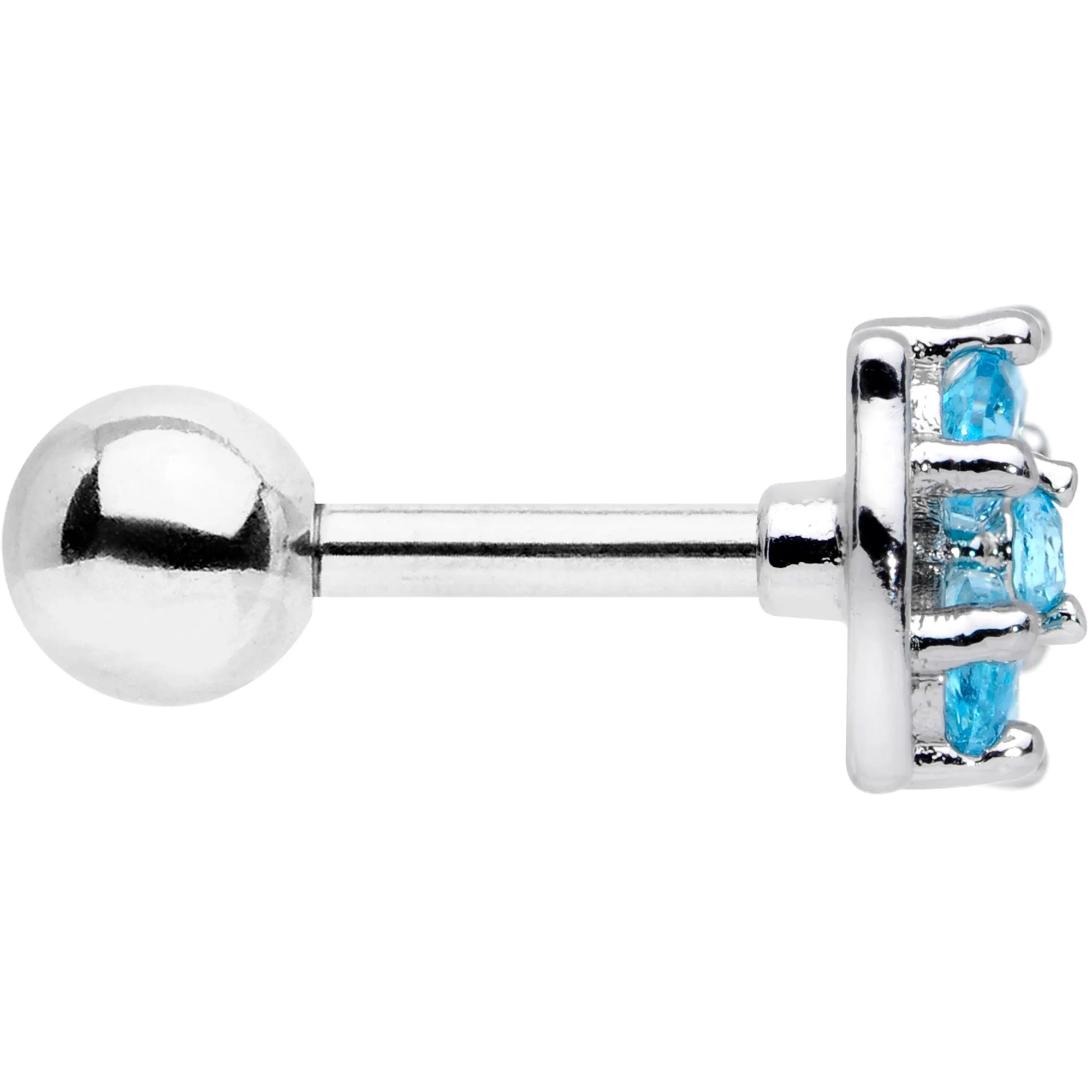 16 Gauge 1/4 Aqua CZ Gem Beauty Bow Cartilage Tragus Earring