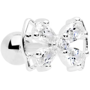 16 Gauge 1/4 Clear CZ Gem Beauty Bow Cartilage Tragus Earring