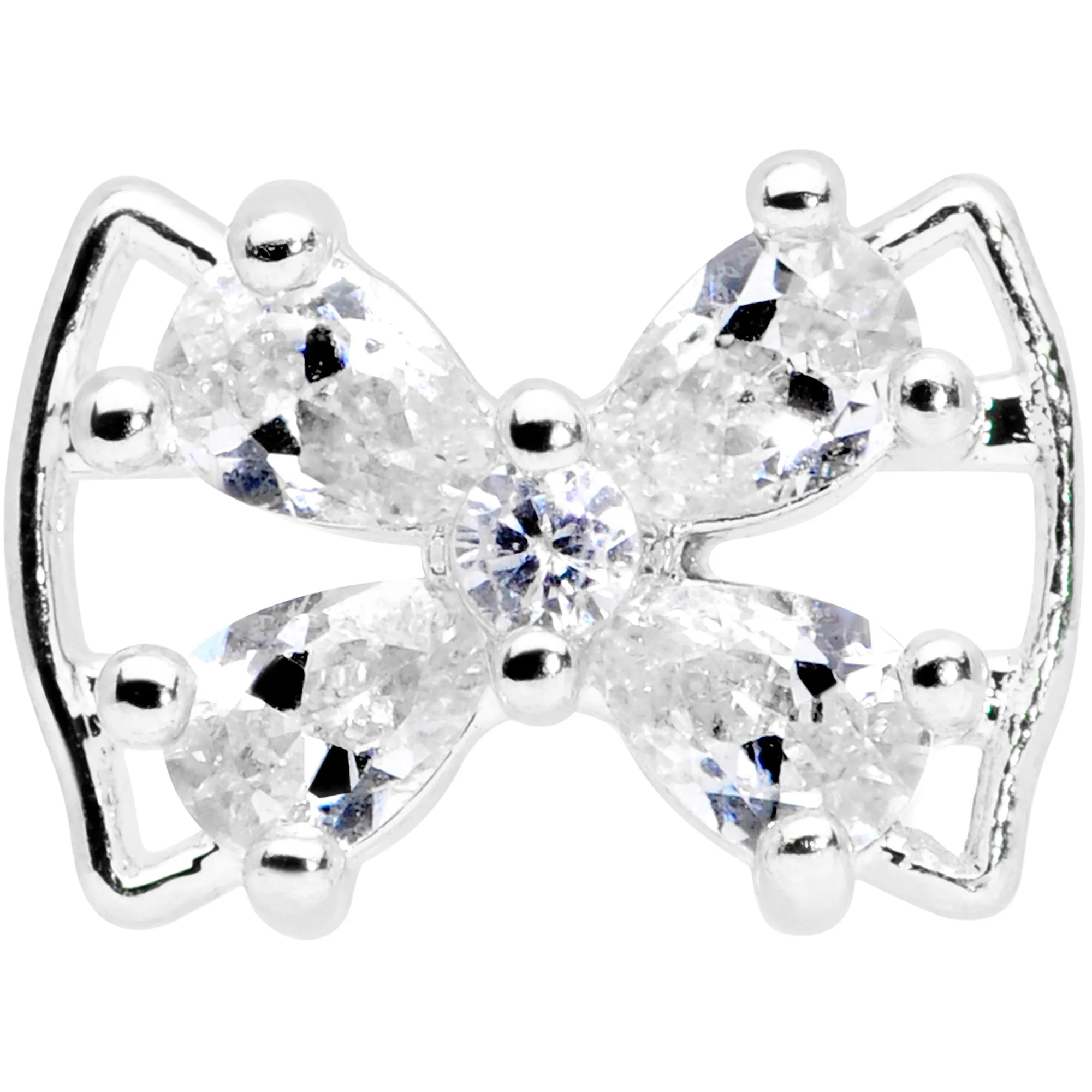 16 Gauge 1/4 Clear CZ Gem Beauty Bow Cartilage Tragus Earring