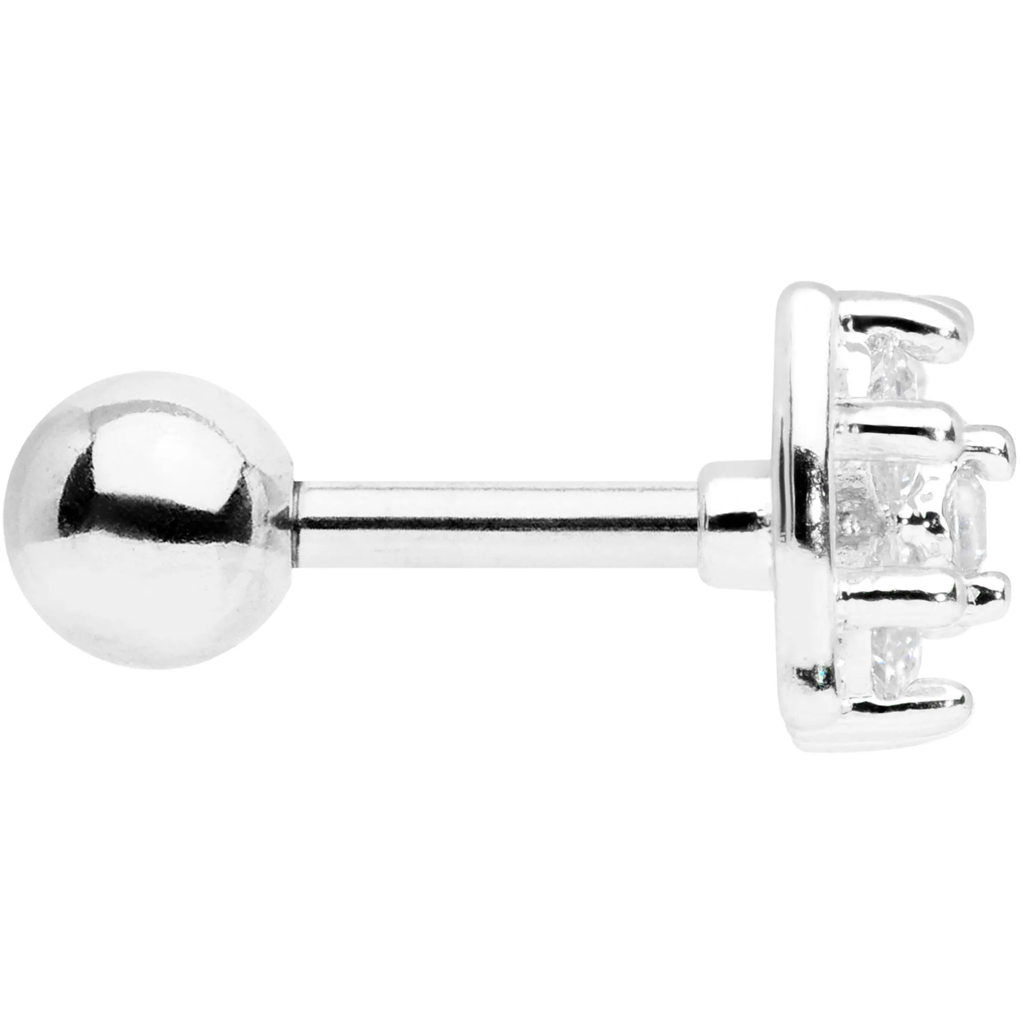 16 Gauge 1/4 Clear CZ Gem Beauty Bow Cartilage Tragus Earring