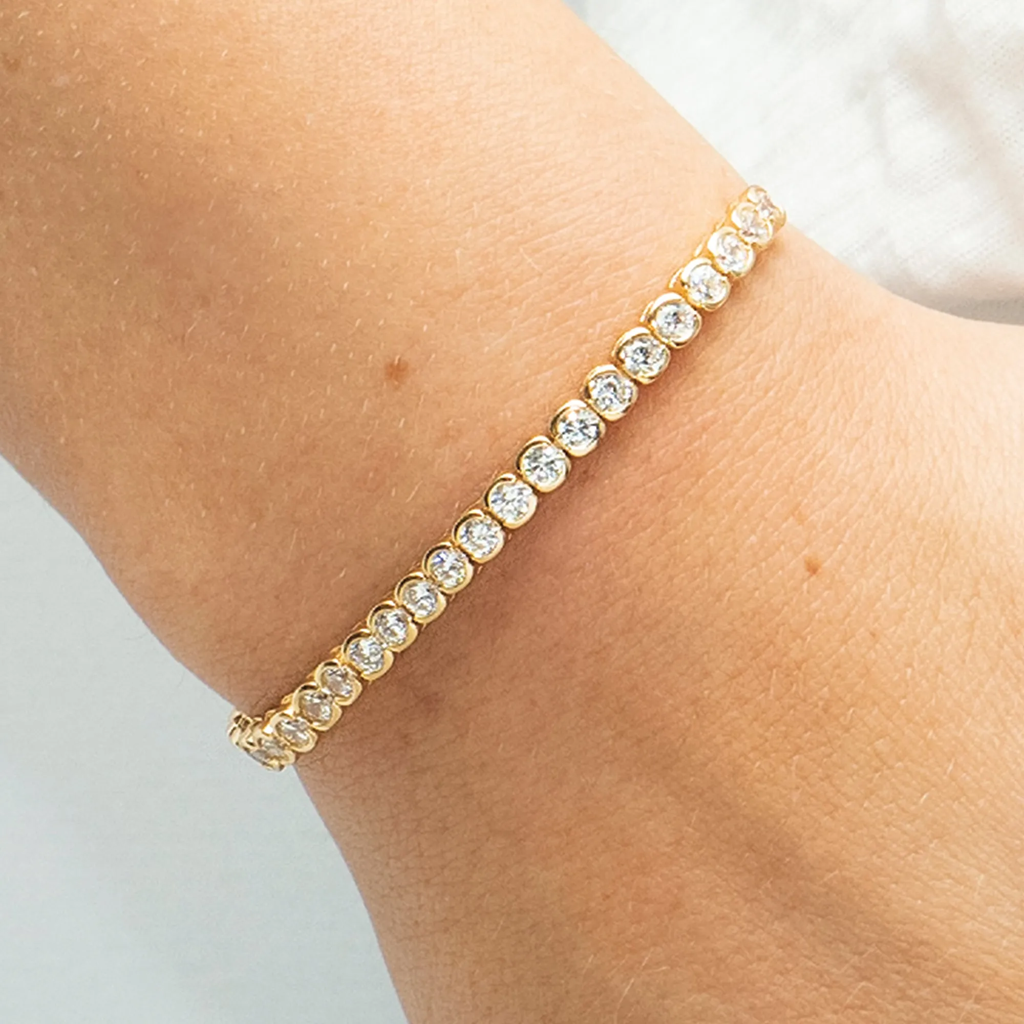 18ct Yellow Gold Plated Sterling Silver & Cubic Zirconia Envy Tennis Toggle Bracelet