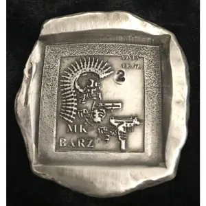 2 Troy Oz MK BarZ "Double Gun Skeleton Chunky" Stamped Square .999 FS