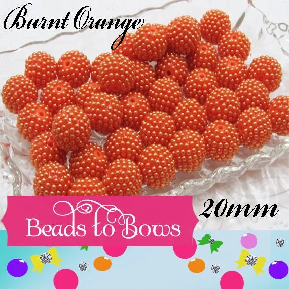 20mm AB Burnt Orange Berry Rhinestone Pearl, Bubblegum Bumpy Beads, Rhinestone Pearls, Bubblegum Rhinestone Beads, Chunky Bead Supply,