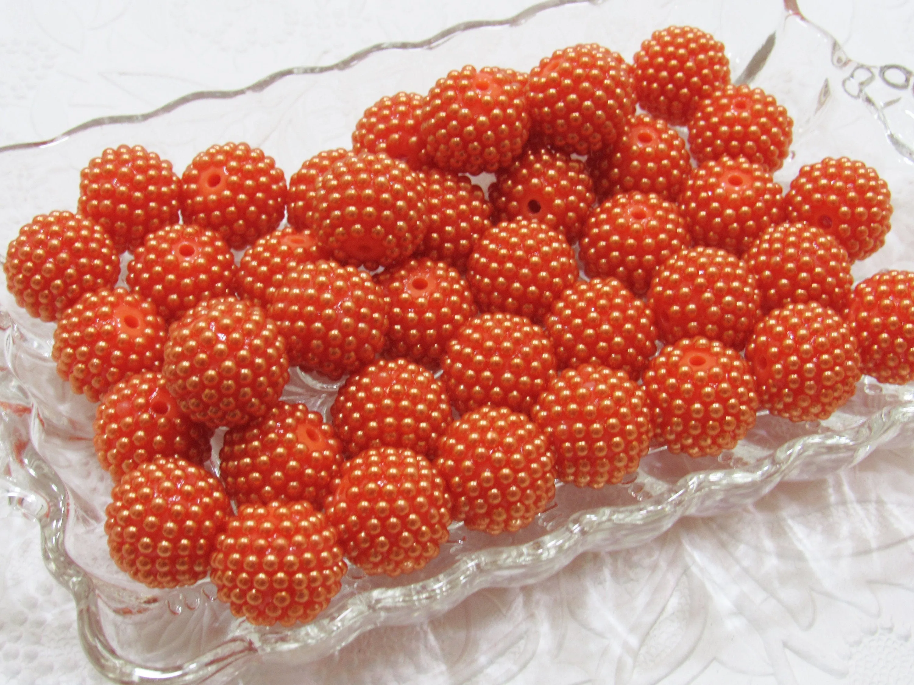 20mm AB Burnt Orange Berry Rhinestone Pearl, Bubblegum Bumpy Beads, Rhinestone Pearls, Bubblegum Rhinestone Beads, Chunky Bead Supply,