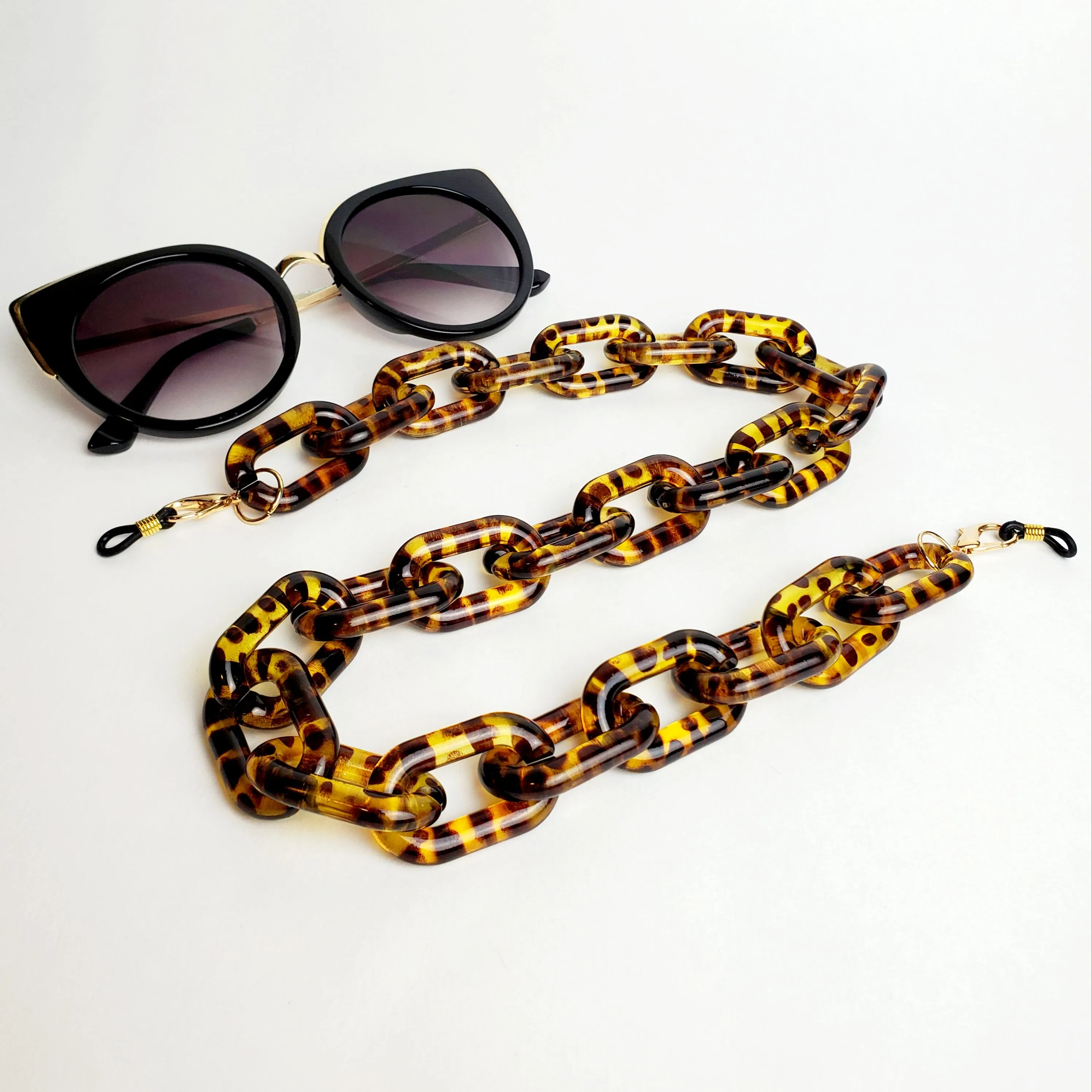 3-in-1 Chunky Acrylic Chain- Tortoise Shell