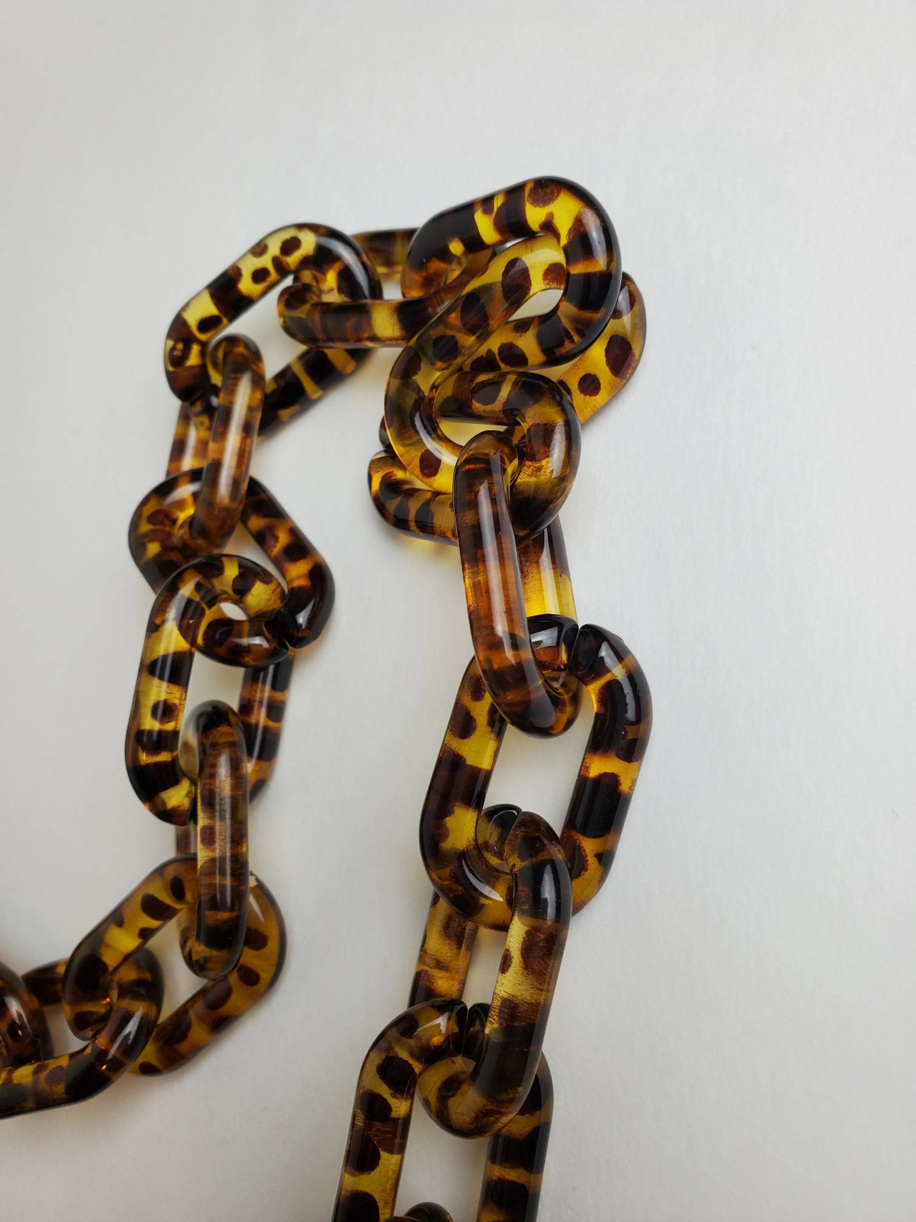3-in-1 Chunky Acrylic Chain- Tortoise Shell