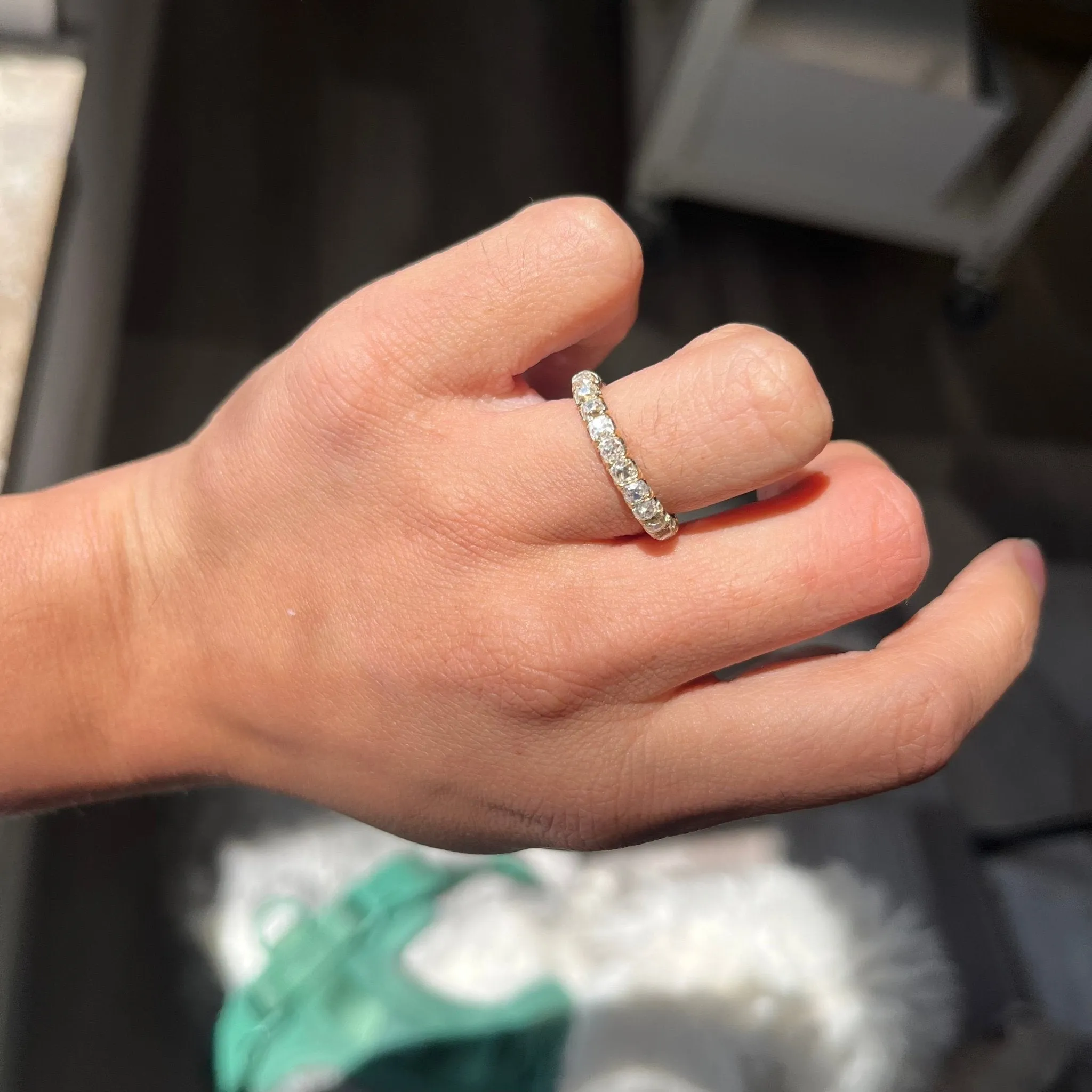 3.30ctw Old Mine Cut Diamond Eternity Band