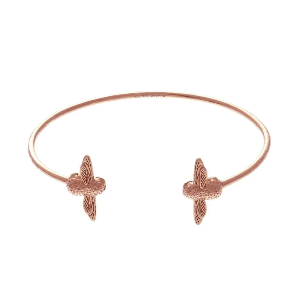 3D Bee Rose Gold Open End Bangle