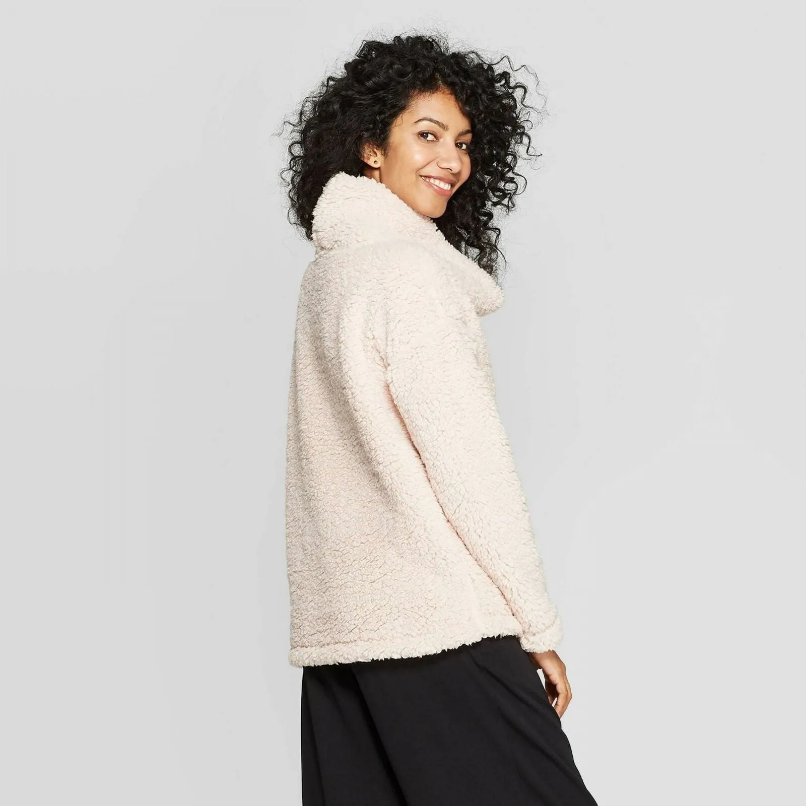 A New Day Women's Any Day Turtleneck Sherpa Pullover Sweatshirt