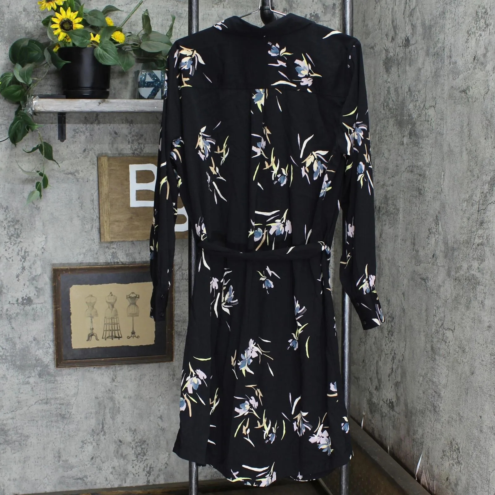 A New Day Women's Floral Print Long Sleeve Collared Shirtdress 77606817