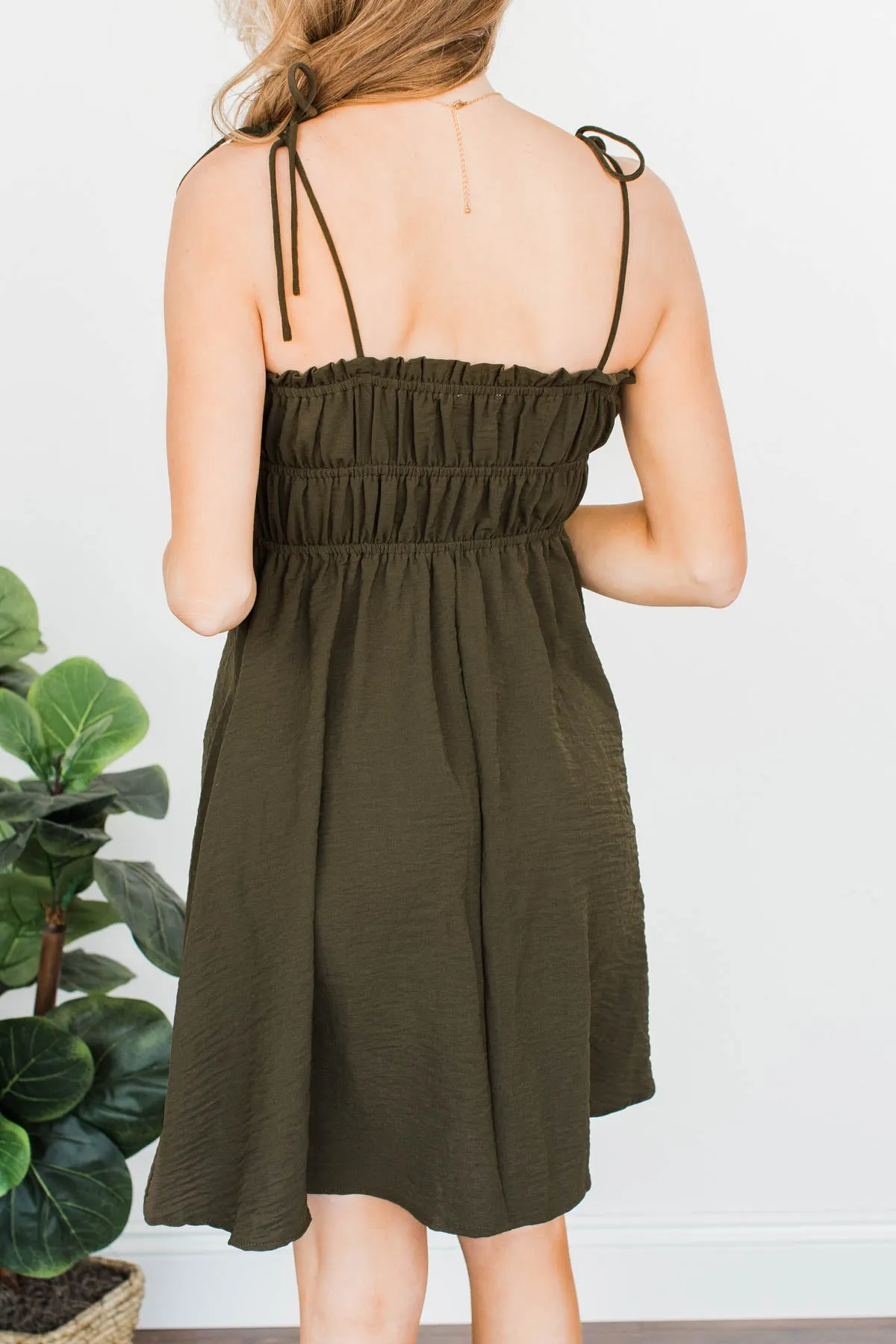 Ain't She Darling Mini Dress- Olive