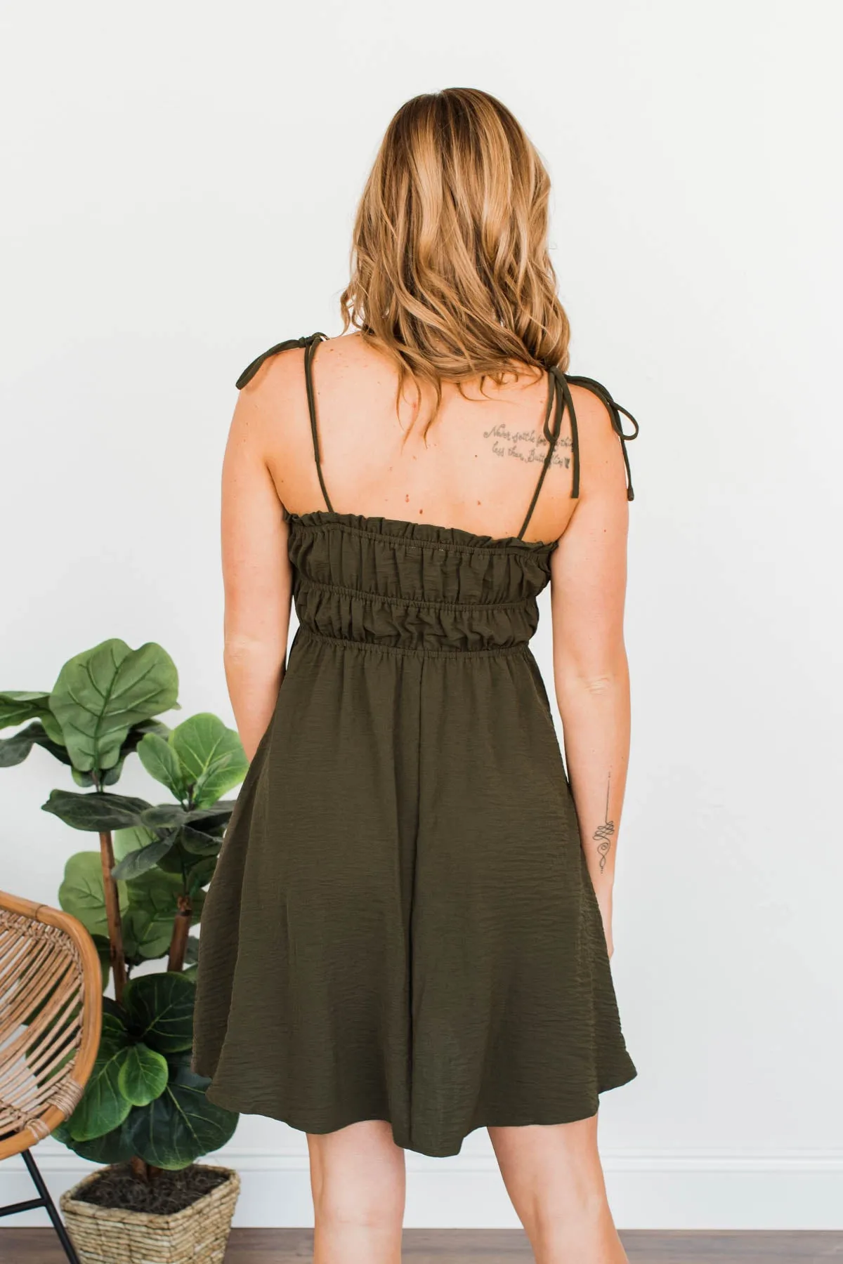 Ain't She Darling Mini Dress- Olive