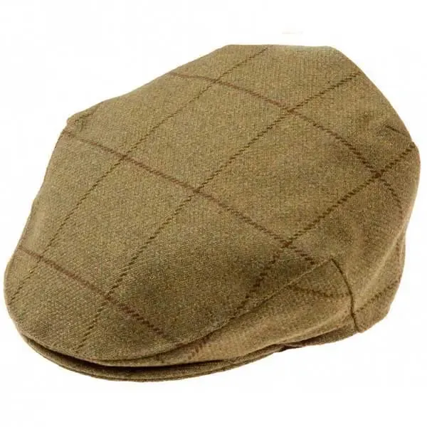 ALAN PAINE Rutland Mens Tweed Flat Cap - Lichen