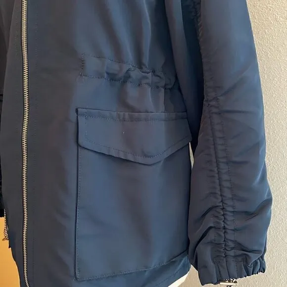 Ann Taylor Cinch Waist Anorak Rain Trench Jacket