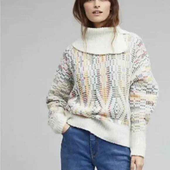 Anthropologie Sleeping on Snow Chalet Jacquard Sweater Size Large