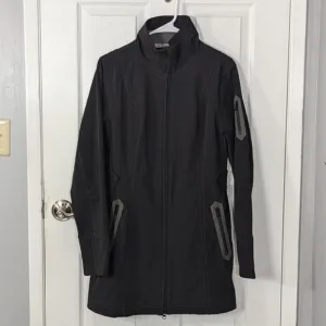 Athleta Classic Longline Zip-Up Scuba Running/Rain Jacket in Black Size Medium
