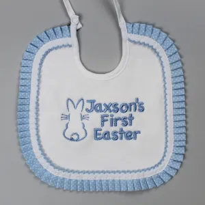 Baby Boys Personalised First Easter Bib - Pex Polka Frilled