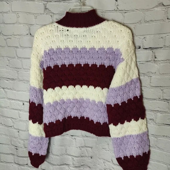 BB Dakota Steve Madden Chunky Knit Mock Neck Striped Sweater NWT Size Small