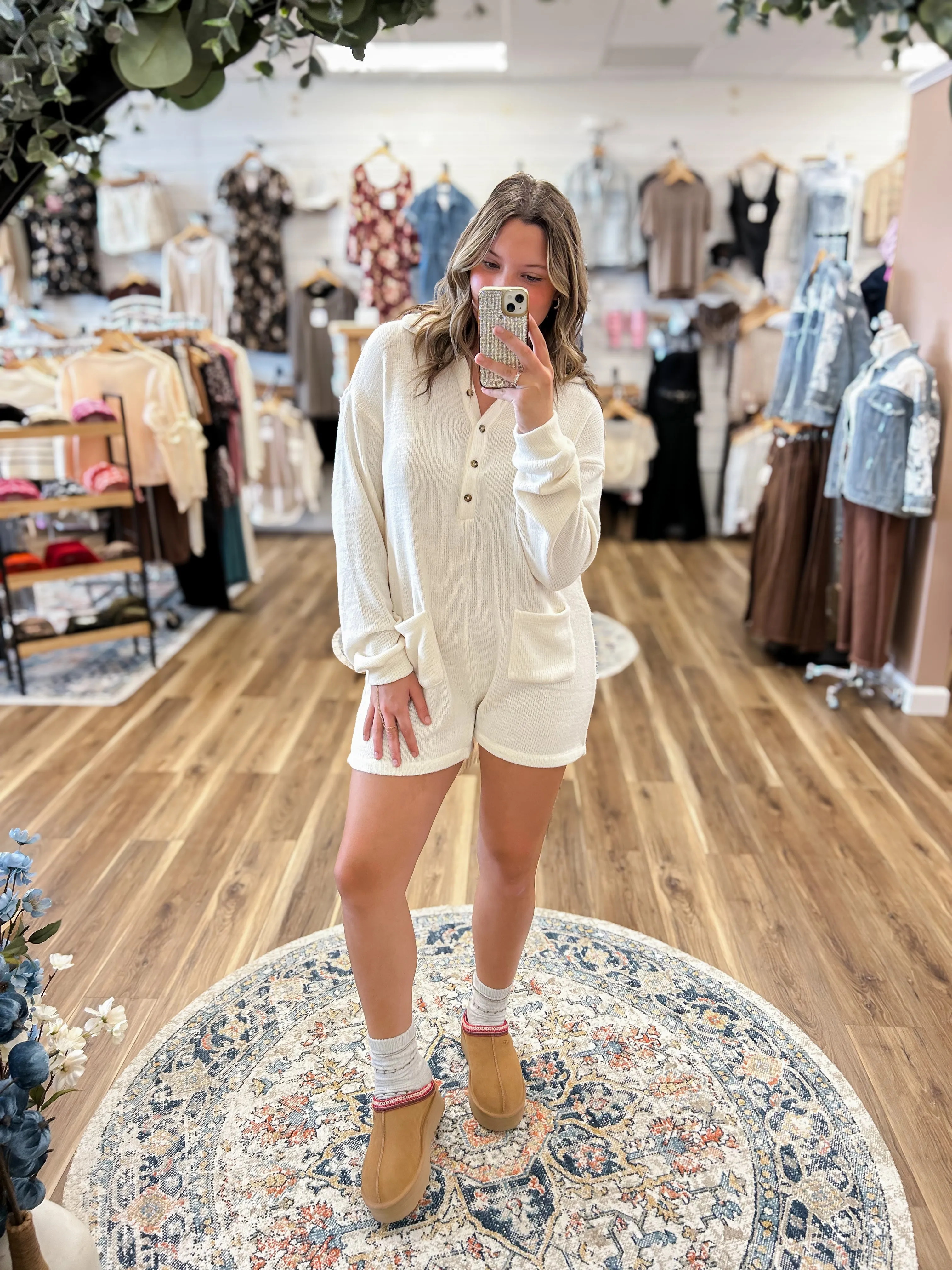 Beau Cream Sweater Romper