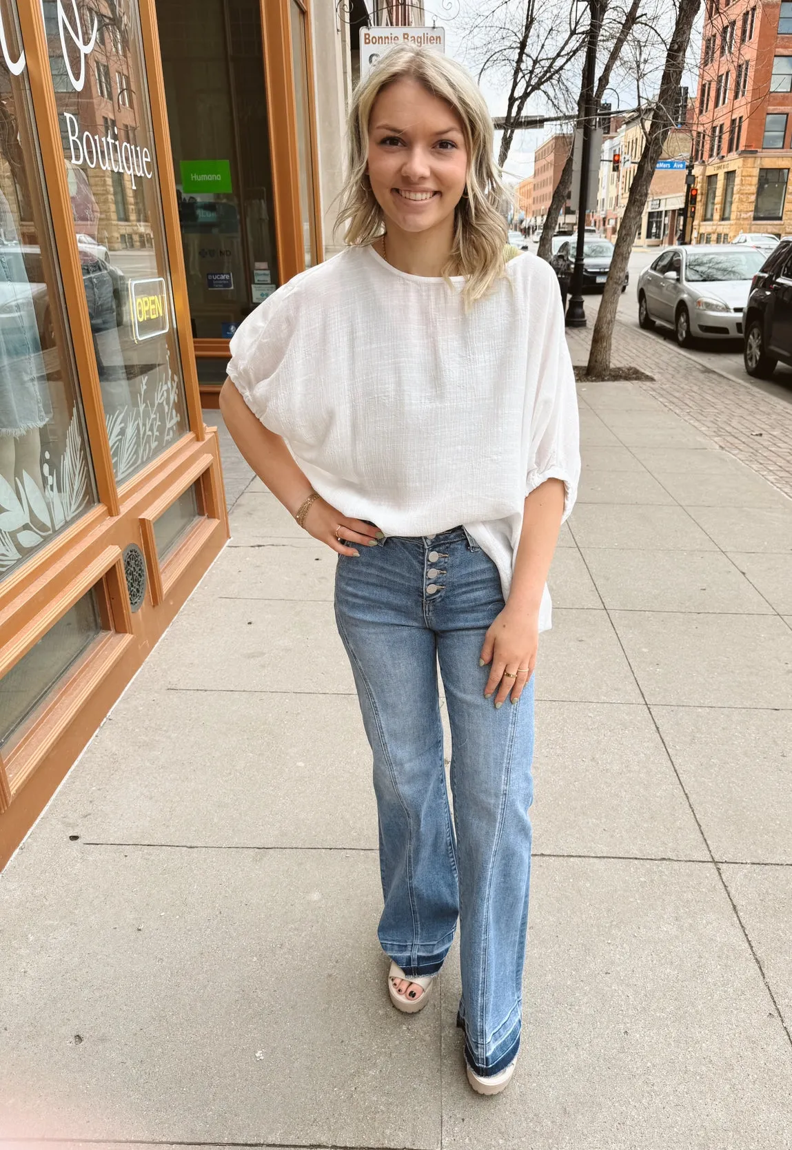 Bella White Loose Fit Top