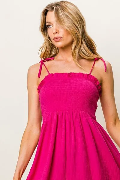 Beth Texture Smocked Sleeveless Jumpsuit