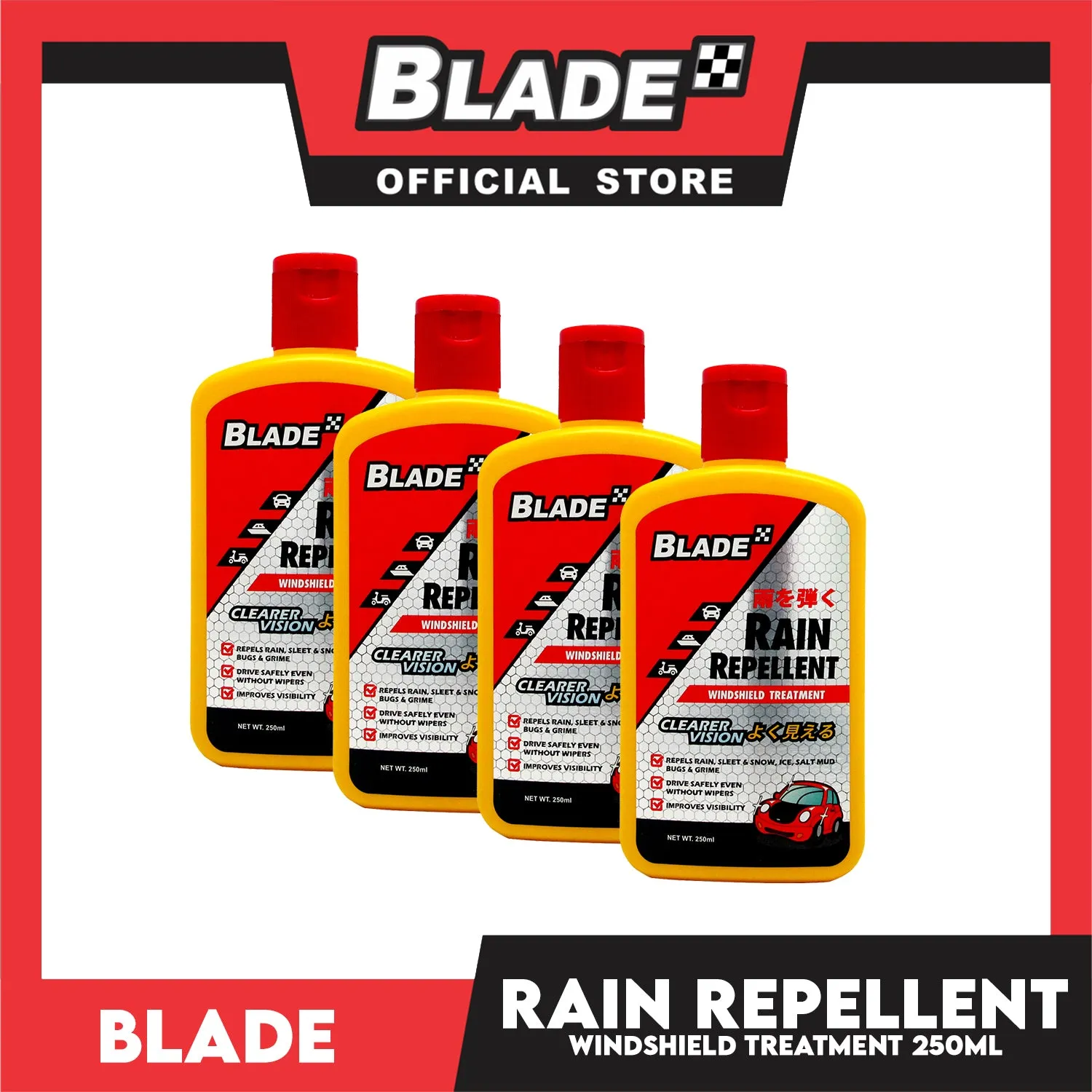 Blade 4pcs Rain Repellent Windshield Treatment 250ml