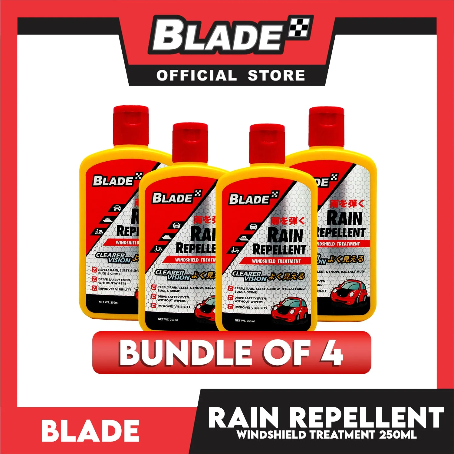 Blade 4pcs Rain Repellent Windshield Treatment 250ml