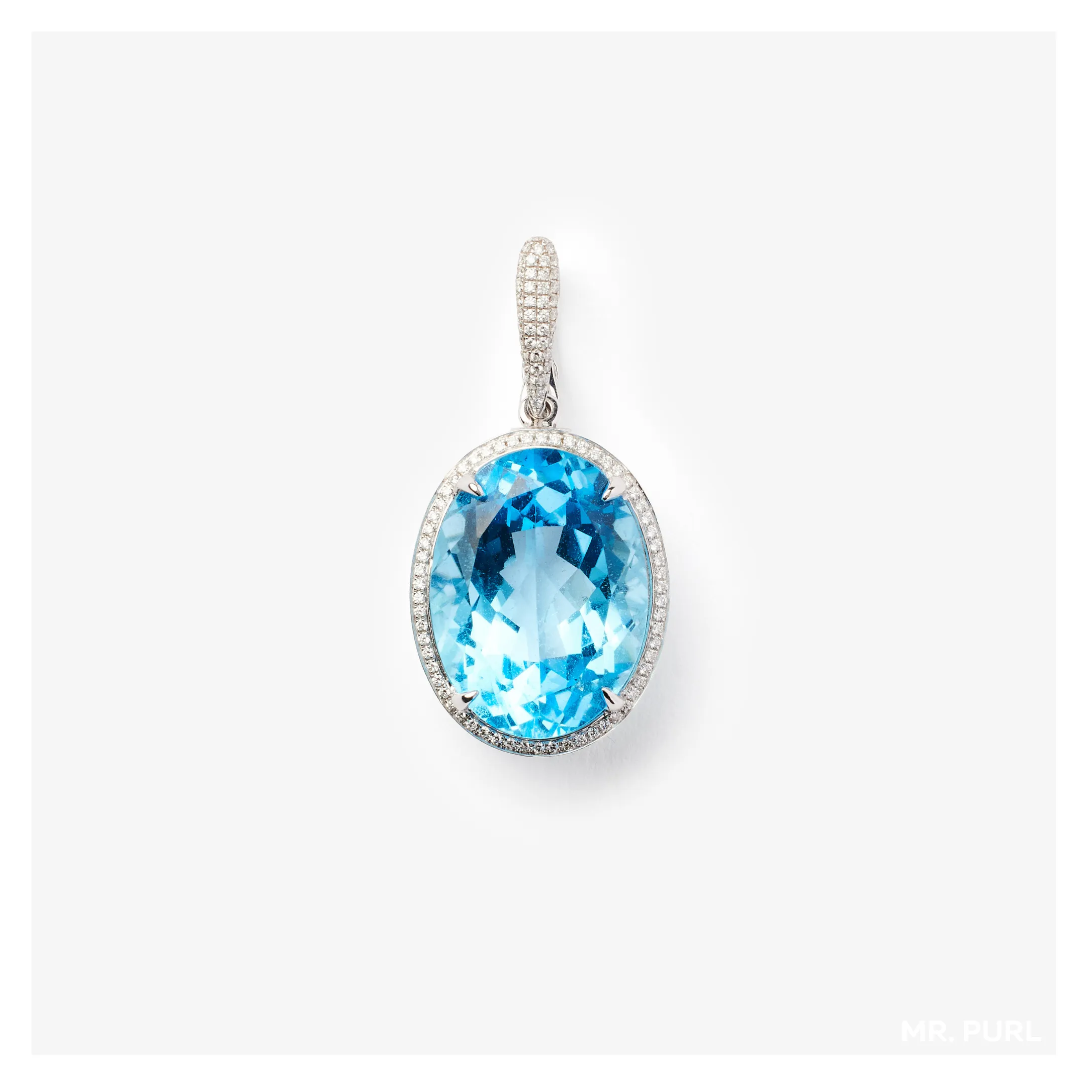 Blue Topaz "JEWL" Pendant & Chain