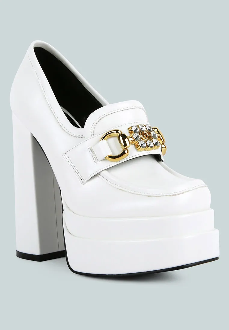 Bratz Horsebit Diamante Embellished Chunky Platform Loafers By Ruw