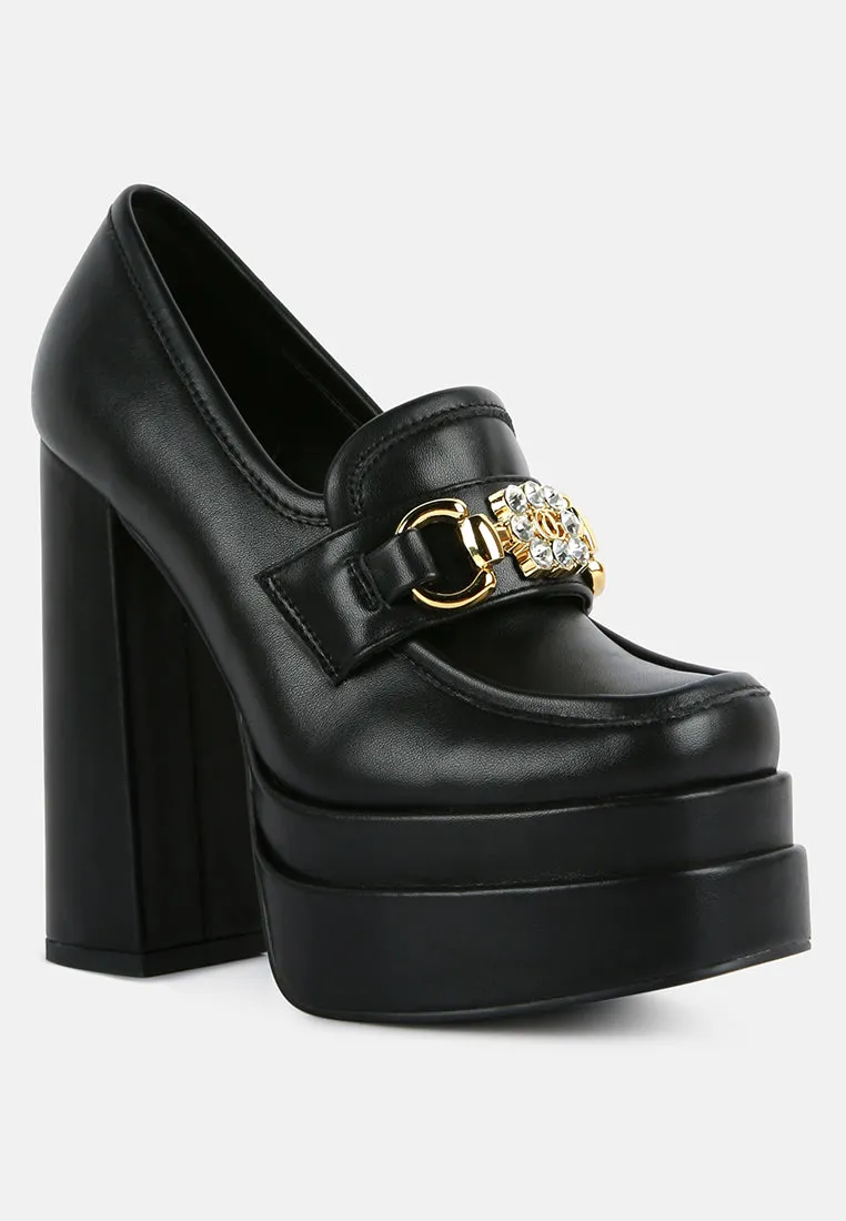 Bratz Horsebit Diamante Embellished Chunky Platform Loafers By Ruw