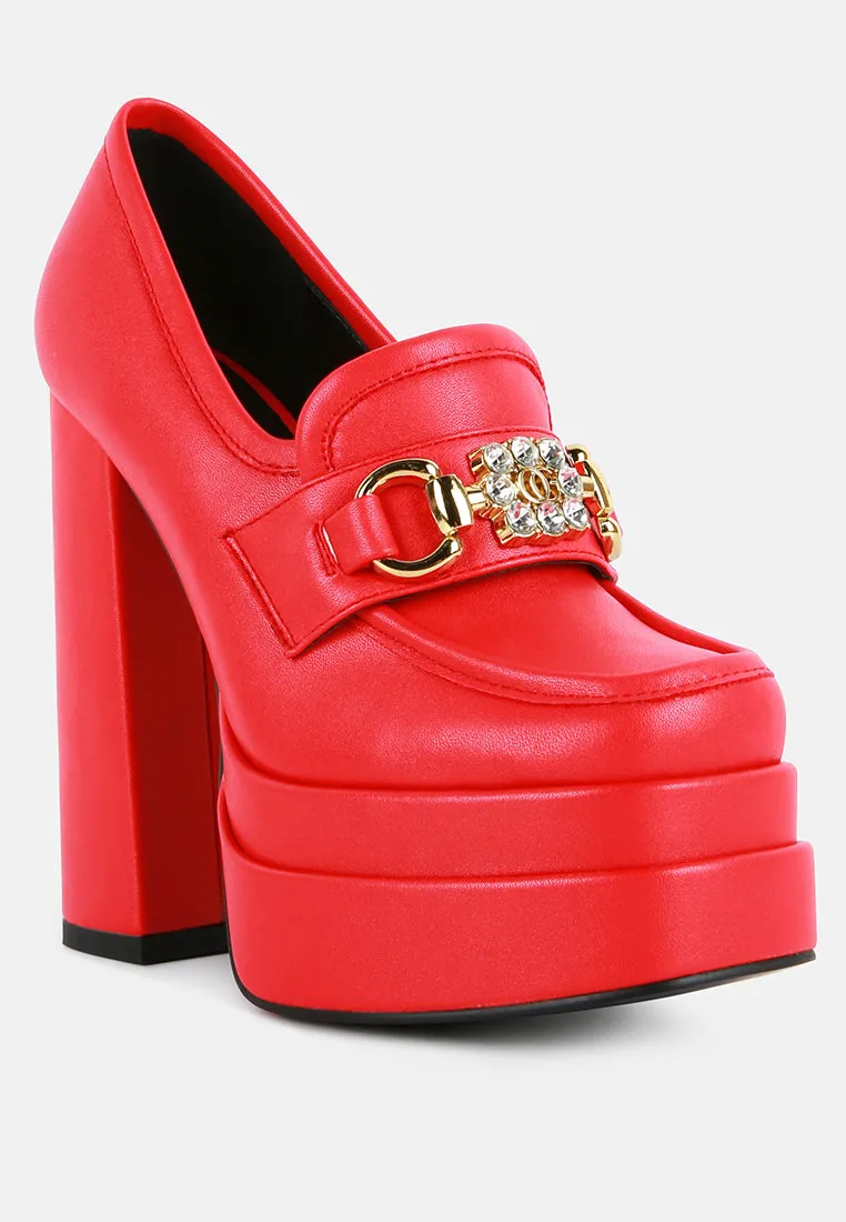 Bratz Horsebit Diamante Embellished Chunky Platform Loafers By Ruw