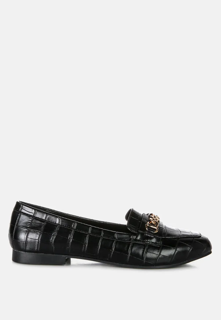 Bro Zone Croc Metail Chain Loafers By Ruw