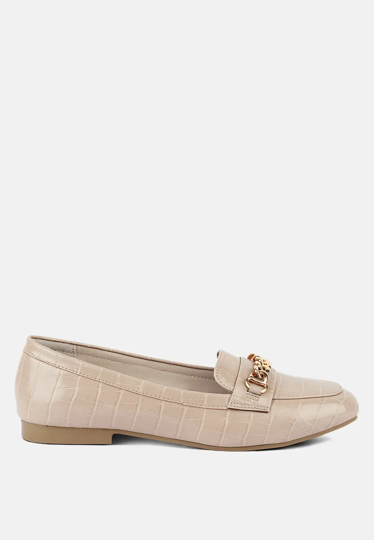 Bro Zone Croc Metail Chain Loafers By Ruw