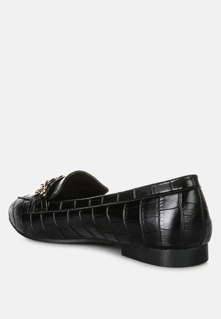 Bro Zone Croc Metail Chain Loafers By Ruw