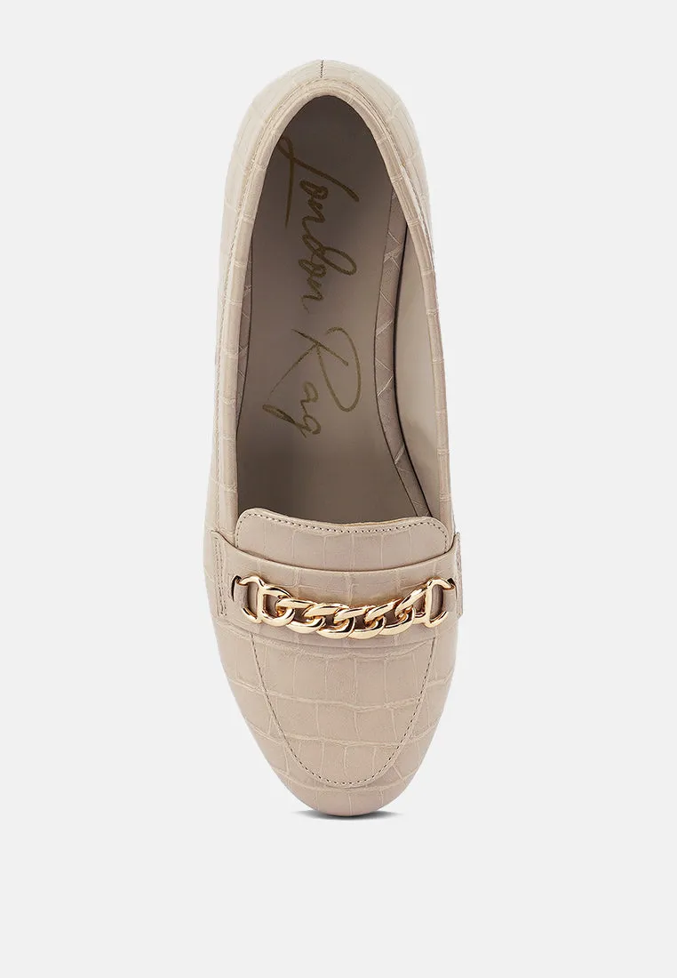 Bro Zone Croc Metail Chain Loafers By Ruw