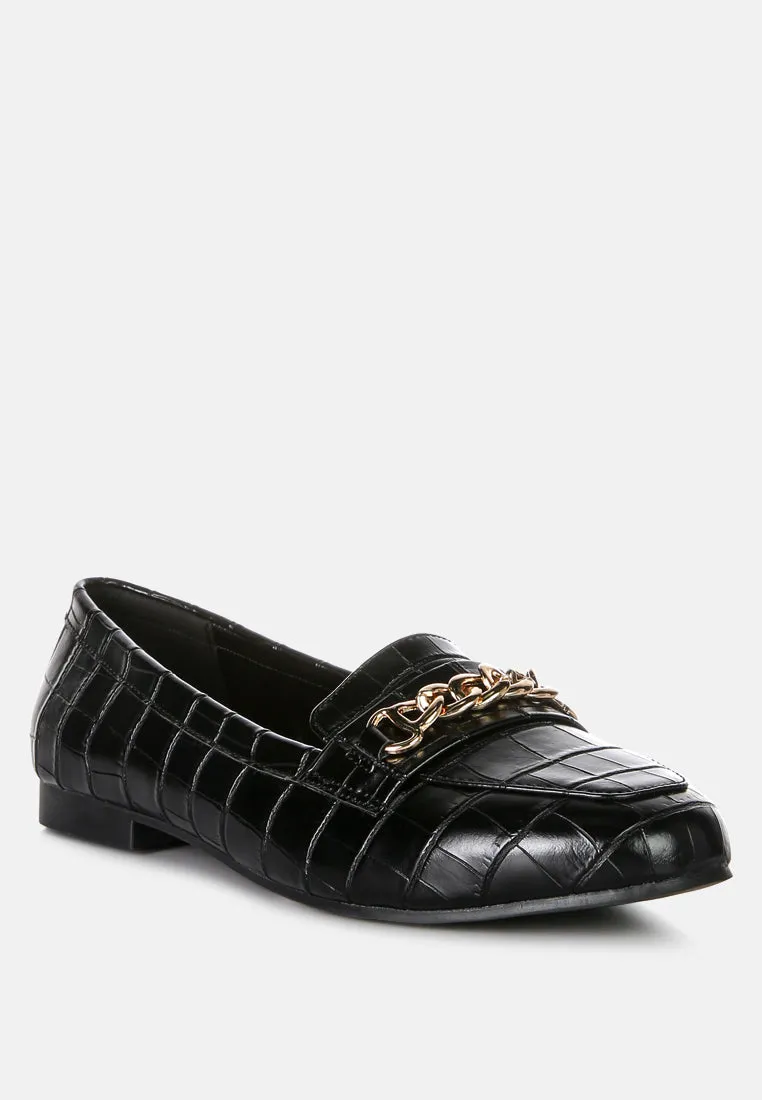 Bro Zone Croc Metail Chain Loafers By Ruw