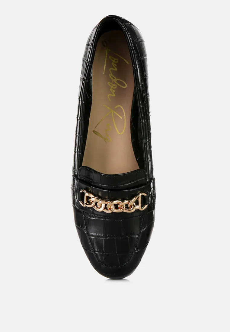 Bro Zone Croc Metail Chain Loafers By Ruw