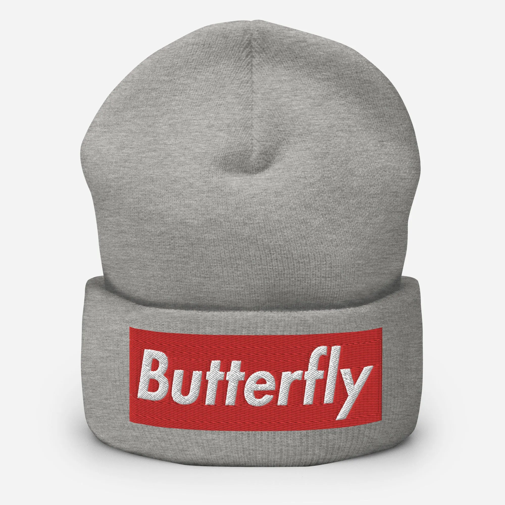 Butterfly Swimmer Cuffed Embroidered Beanie
