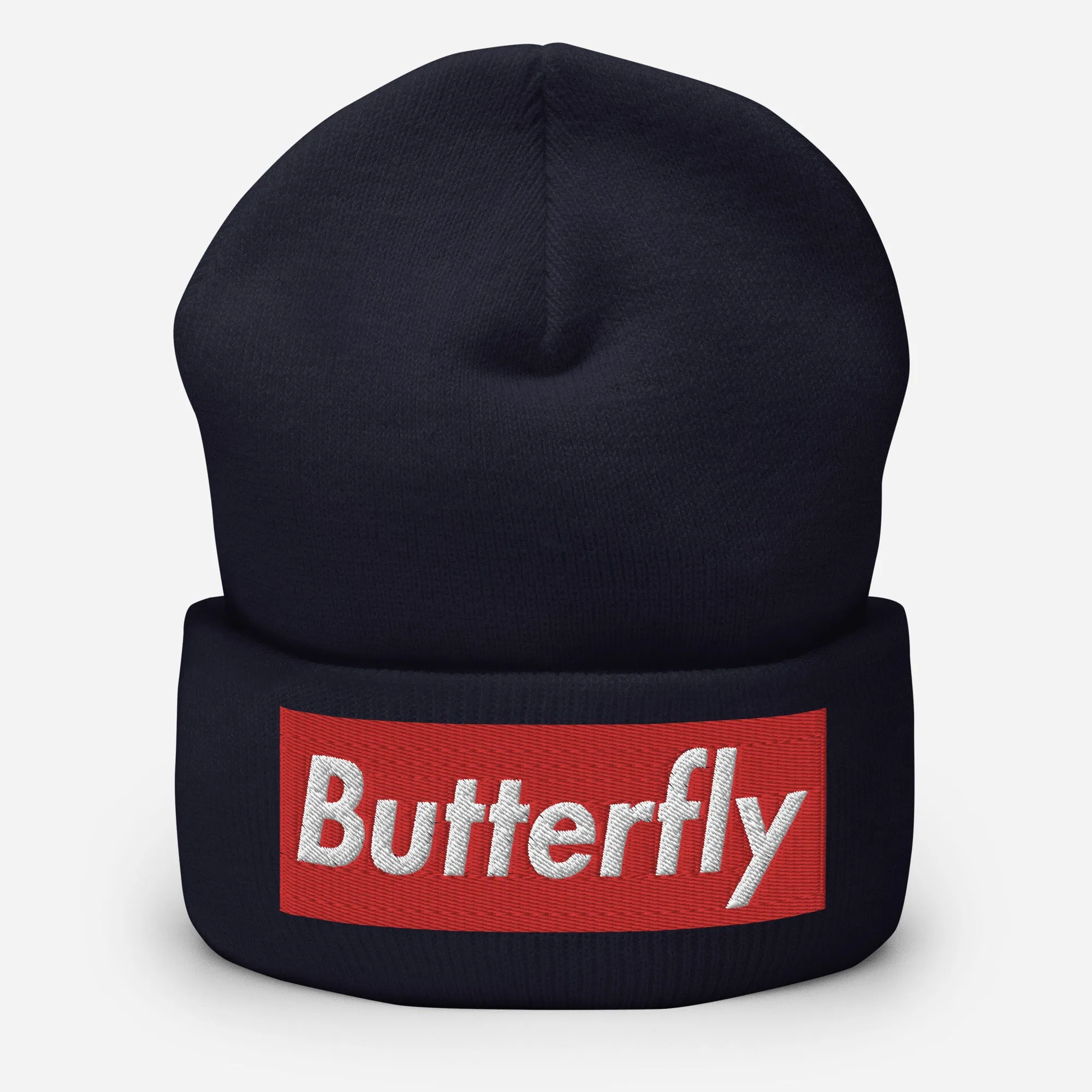 Butterfly Swimmer Cuffed Embroidered Beanie