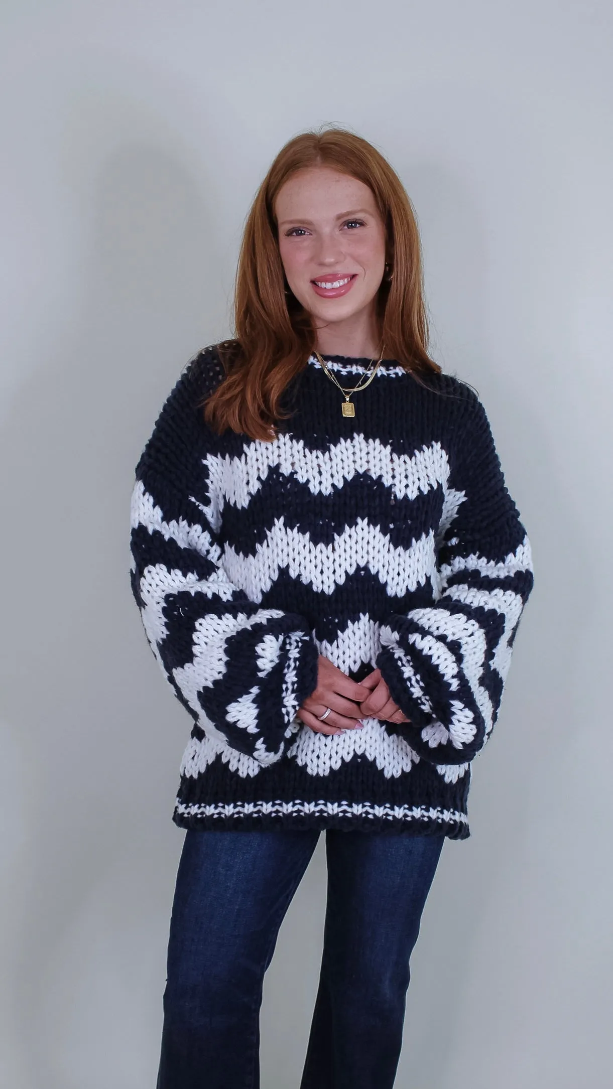 Carley Navy/Cream Sweater