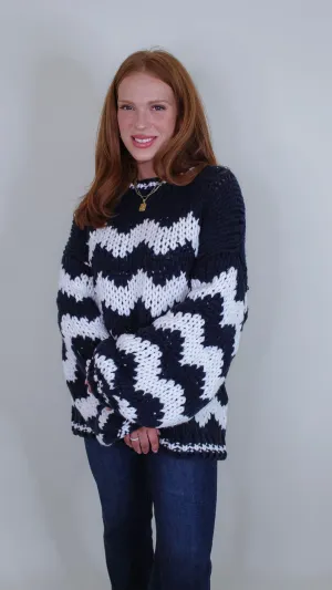 Carley Navy/Cream Sweater