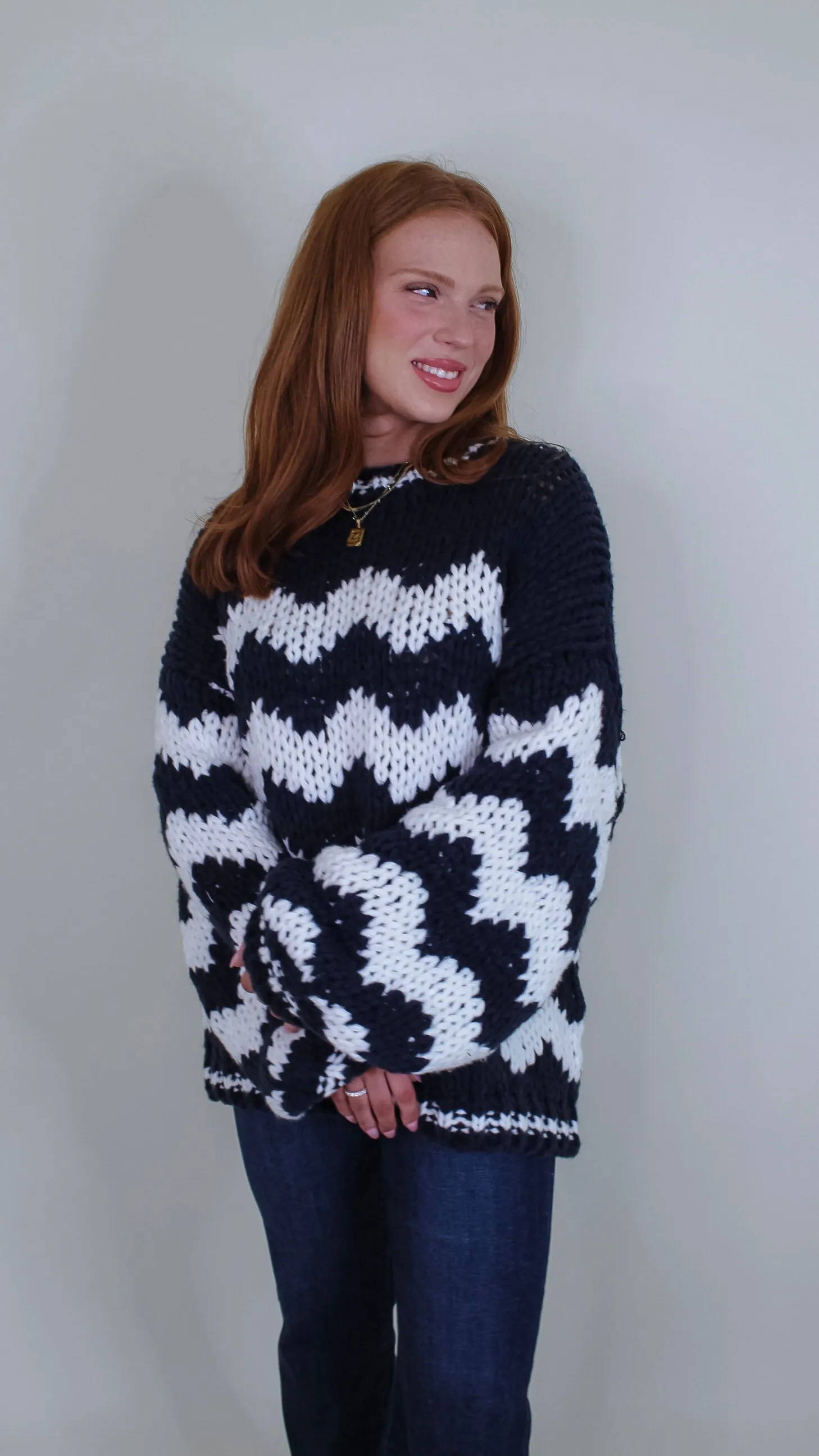 Carley Navy/Cream Sweater