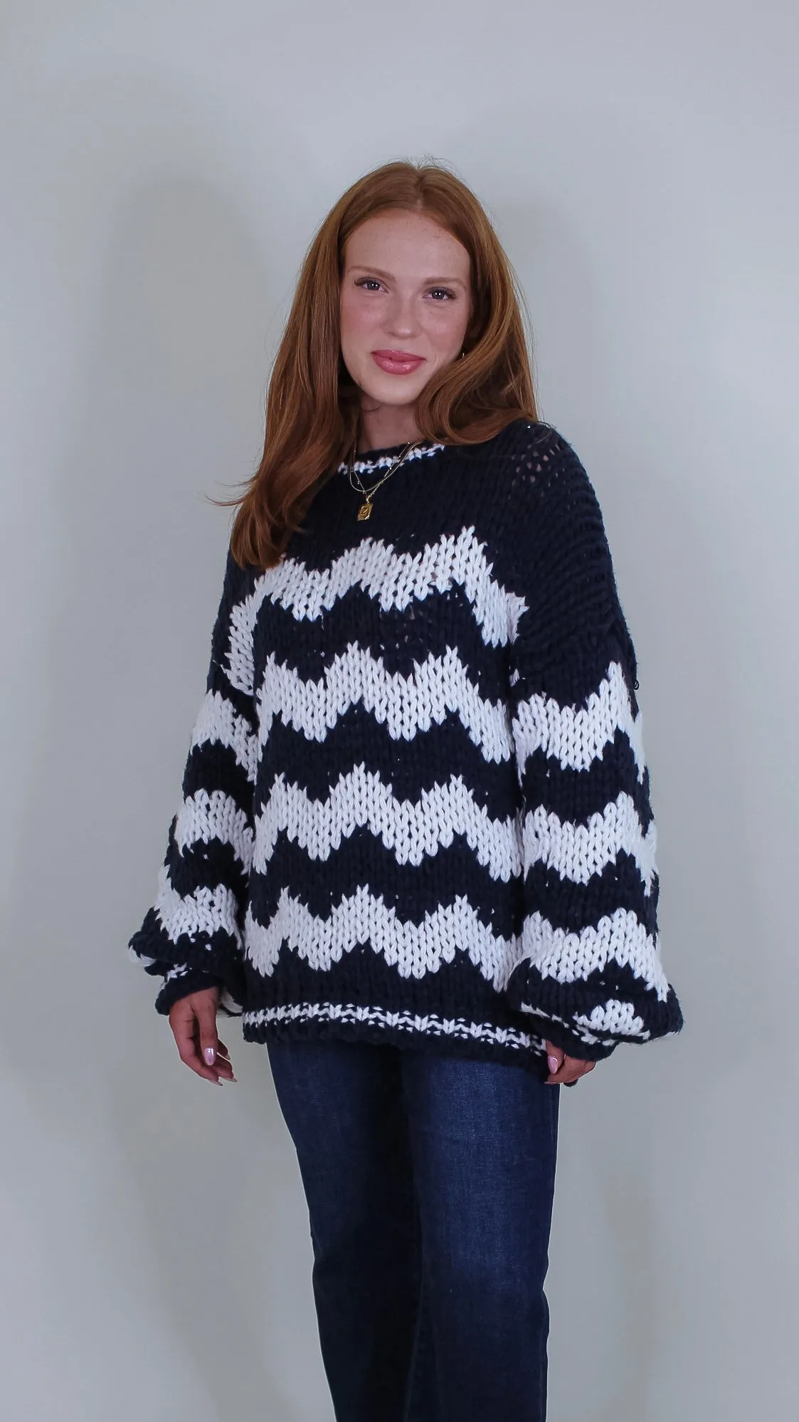 Carley Navy/Cream Sweater