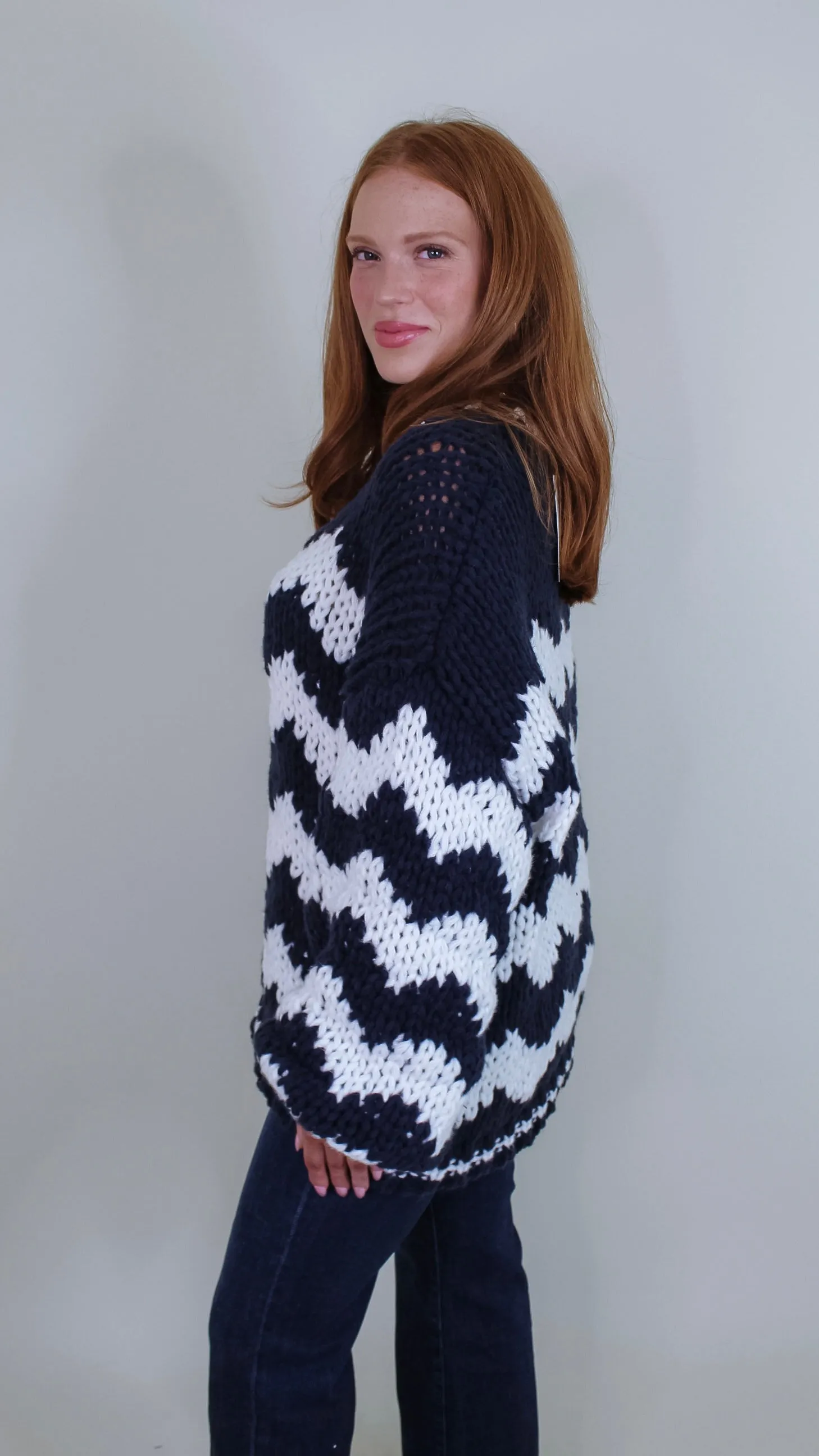Carley Navy/Cream Sweater